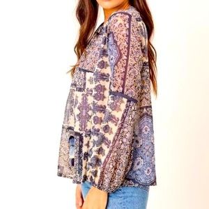 Lovestitch Floral Surplice Raglan Sleeves Top NWT